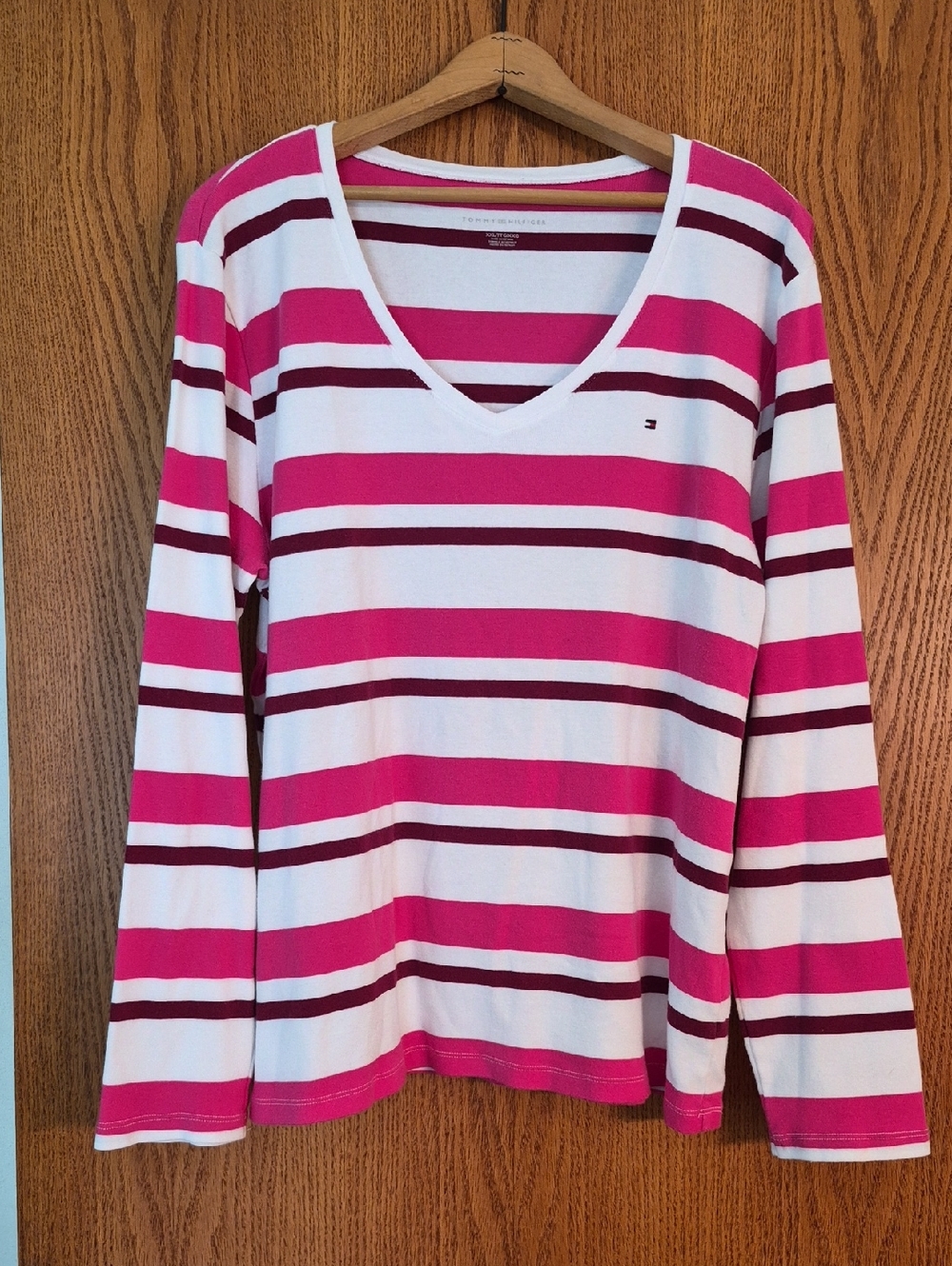 Tommy Hilfiger Pink Purple White Striped Top Sz XXL